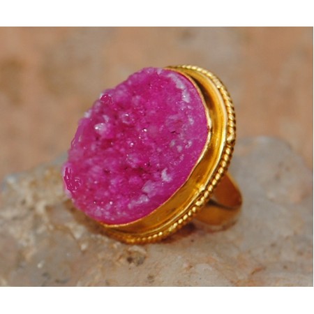 Pink Druzy Cocktail Ring 